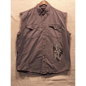 Bikers Edge Denim Reaper Biker Vest M Gray Logo